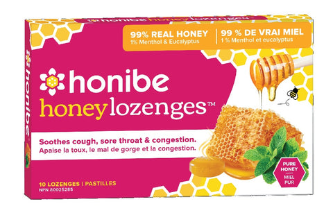 Honibe Honey Lozenges - Pure Honey, Menthol & Eucalyptus