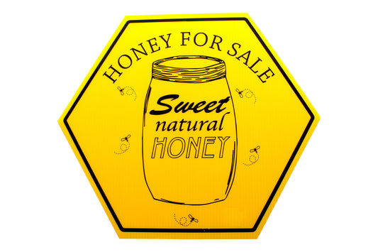 Honey Sale Sign - Yellow Hexagon